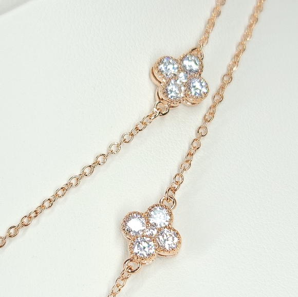 NEW Clover Pave Double Sides CZ Choker Necklace - Picture 7 of 16
